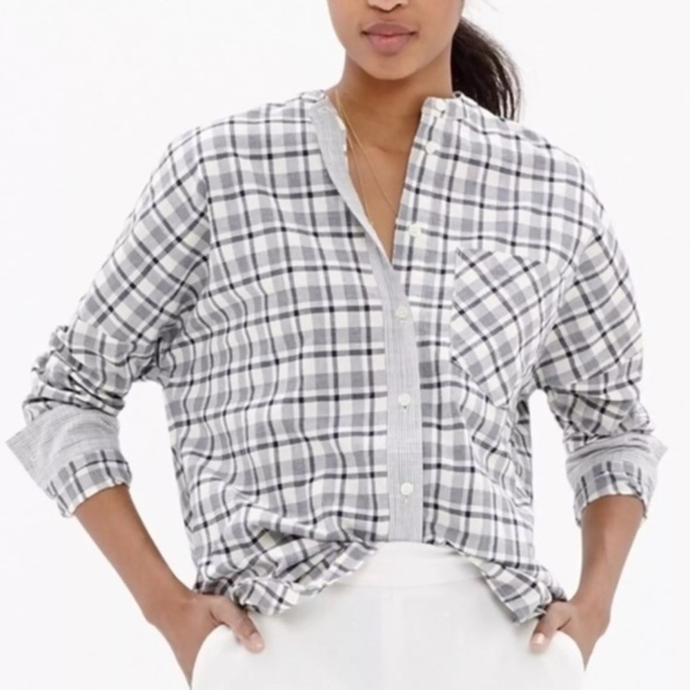 Madewell womens collarless messenger shirt Sz S